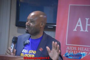 Clever Taderera of AIDS Healthcare Foundation speaking on WHO Pandemic Agreement equity clause in Harare