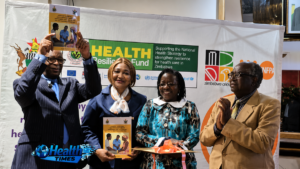 Health and Child Care Minister Dr Douglas Mombeshora, UNFPA Country Representative Miranda Tabifiro, Dr Banda and stakeholders display the newly launched Clinical Guidelines on the Care and Management of Survivors of Sexual Violence in Zimbabwe.