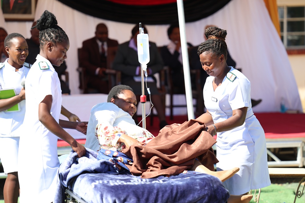 Nurses perform a drama on midwifery during International Day of the Midwife commemorations in Bulawayo