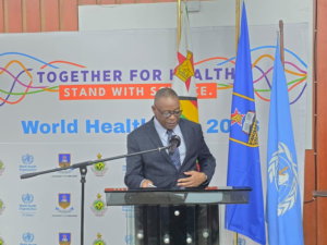 Health and Child Care Minister Dr Douglas Mombeshora speaking during World Health Day commemorations in Zimbabwe