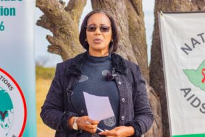 NAC Monitoring and Evaluation Officer Primrose Sethule Dube presenting Bulawayo HIV response and VMMC data during a media tour.