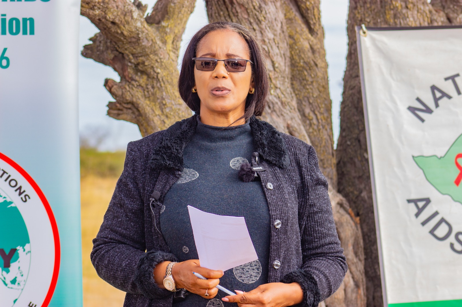 NAC Monitoring and Evaluation Officer Primrose Sethule Dube presenting Bulawayo HIV response and VMMC data during a media tour.