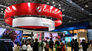The Gilead Sciences exhibition stand at the 26th International AIDS Conference (AIDS 2026) in Rio de Janeiro, showcasing HIV prevention innovations including long-acting PrEP.