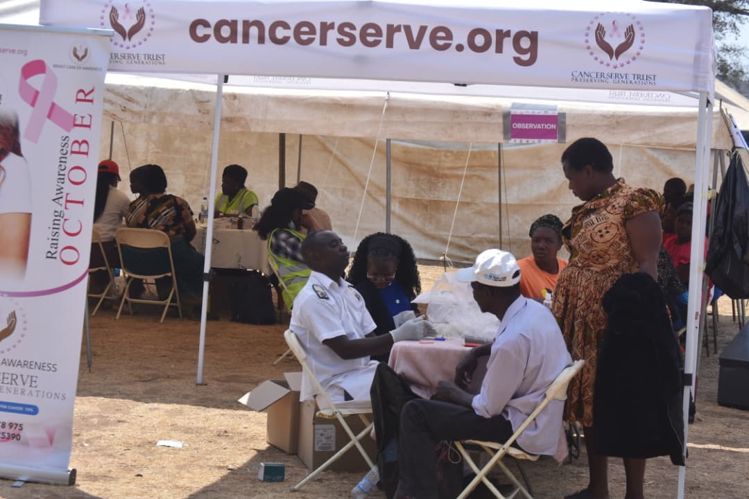 CancerServe medical team provides free cancer screening and health services to community members during a medical outreach at Karanda Mission Hospital in Mt Darwin.