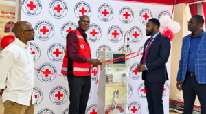 Zimbabwe Red Cross Society officials during the handover of a new dialysis machine at the Red Cross Clinic in Harare.